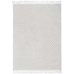 Cream Zigzag Area Rug – Machine Made Flatweave Rug With Scandinavian Style Design