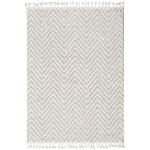 Cream Zigzag Area Rug – Machine Made Flatweave Rug With Scandinavian Style Design
