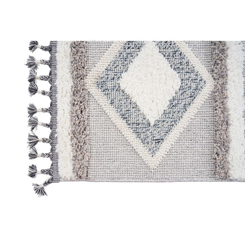 Blue Geometric Area Rug - Machine Made Rug With Scandinavian Style Carpet