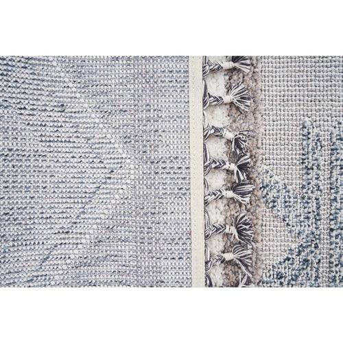 Blue Geometric Area Rug - Machine Made Rug With Scandinavian Style Carpet