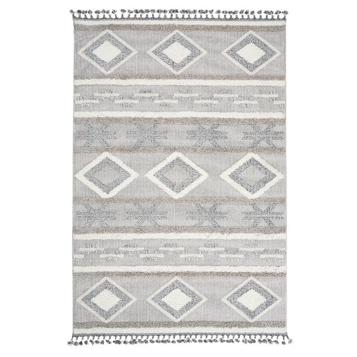 Blue Geometric Area Rug - Machine Made Rug With Scandinavian Style Carpet