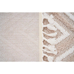 Machine Made Area Rug - Scandinavian Style Cream Zigzag Pattern Carpet