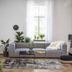 Modern Viscose Area Rug – Grey Machine Made Rug for Living Room Luxury