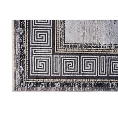 Grey Viscose Area Rug – Machine Made Rug With Grey Frame | Antislip Luxury Carpet