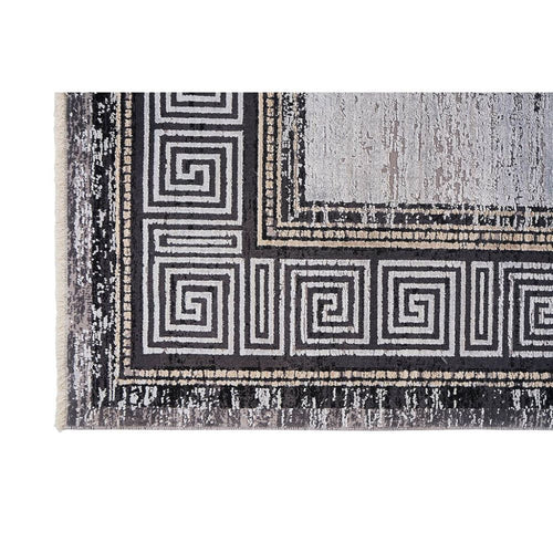 Grey Viscose Area Rug – Machine Made Rug With Grey Frame | Antislip Luxury Carpet