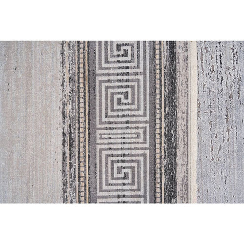 Grey Viscose Area Rug – Machine Made Rug With Grey Frame | Antislip Luxury Carpet