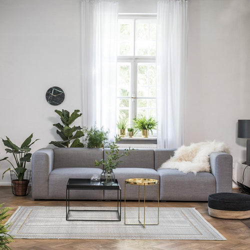 Cream Viscose Area Rug – Machine Made Frame Design Rug for Living Room