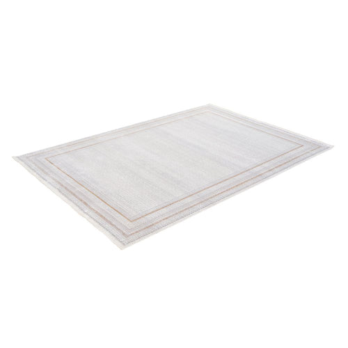 Cream Viscose Area Rug – Machine Made Frame Design Rug for Living Room