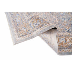 Blue Viscose Area Rug – Machine Made Rug with Blue Frame Carpet by Dolce Vita