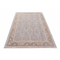 Blue Viscose Area Rug – Machine Made Rug with Blue Frame Carpet by Dolce Vita