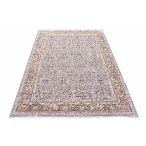 Blue Viscose Area Rug – Machine Made Rug with Blue Frame Carpet by Dolce Vita