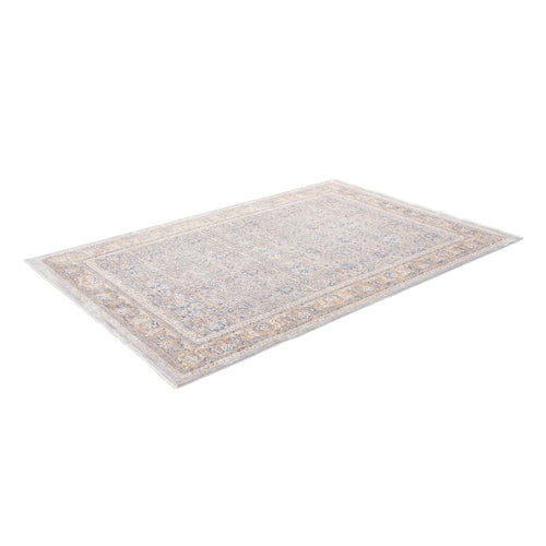 Blue Viscose Area Rug – Machine Made Rug with Blue Frame Carpet by Dolce Vita