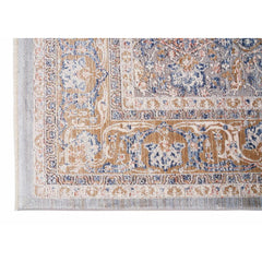 Blue Viscose Area Rug – Machine Made Rug with Blue Frame Carpet by Dolce Vita