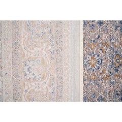 Blue Viscose Area Rug – Machine Made Rug with Blue Frame Carpet by Dolce Vita