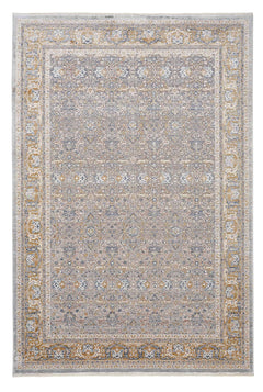 Blue Viscose Area Rug – Machine Made Rug with Blue Frame Carpet by Dolce Vita