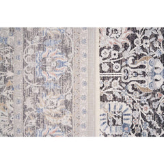 Grey Viscose Area Rug – Machine Made Flatweave Frame Carpet for Living Room