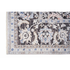 Grey Viscose Area Rug – Machine Made Flatweave Frame Carpet for Living Room