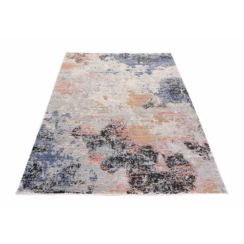 Modern Viscose Area Rug – Beige Machine Made Carpet for Living Room