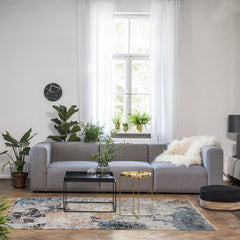 Modern Viscose Area Rug – Beige Machine Made Carpet for Living Room