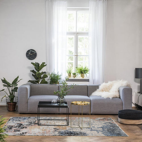 Modern Viscose Area Rug – Beige Machine Made Carpet for Living Room