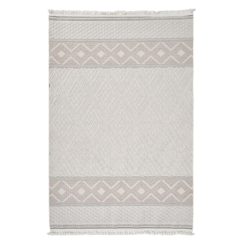 Cream Geometric Area Rug – Machine Made Rug | Scandinavian Style Carpet by Dolce Vita