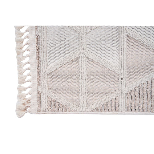 Cream Geometric Area Rug – Machine Made Flatweave Carpet for Living Room Decor