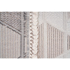 Cream Geometric Area Rug – Machine Made Flatweave Carpet for Living Room Decor