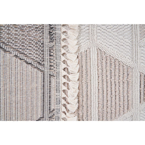 Cream Geometric Area Rug – Machine Made Flatweave Carpet for Living Room Decor