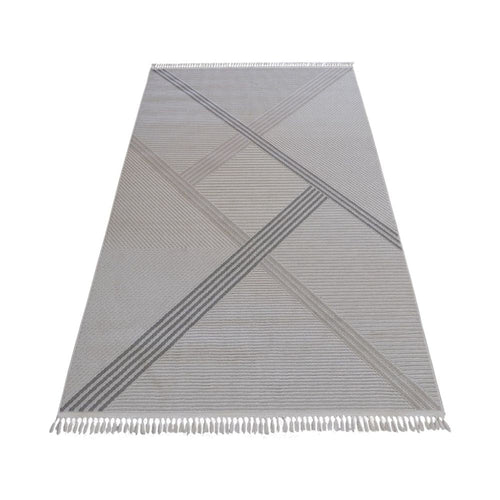 Grey Geometric Area Rug – Machine Made Flatweave Non Slip Floor Carpet by Dolce Vita