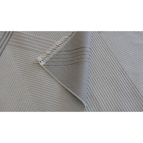 Grey Geometric Area Rug – Machine Made Flatweave Non Slip Floor Carpet by Dolce Vita