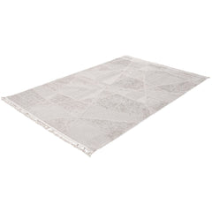Cream Geometric Area Rug – Machine Made Rug with Scandinavian Style Carpet