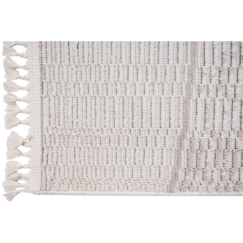 Cream Geometric Area Rug – Machine Made Rug with Scandinavian Style Carpet