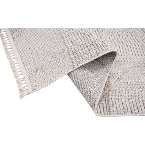 Cream Geometric Area Rug – Machine Made Rug with Scandinavian Style Carpet