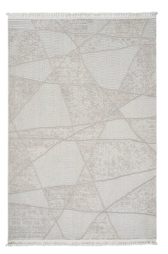 Cream Geometric Area Rug – Machine Made Rug with Scandinavian Style Carpet