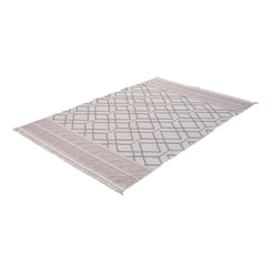 Cream Geometric Area Rug - Machine Made, Robot Vacuum Friendly & Anti Slip Carpet