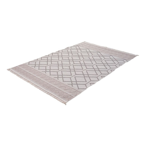 Cream Geometric Area Rug - Machine Made, Robot Vacuum Friendly & Anti Slip Carpet