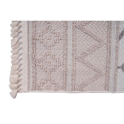 Cream Geometric Area Rug - Machine Made, Robot Vacuum Friendly & Anti Slip Carpet