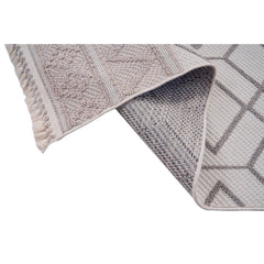 Cream Geometric Area Rug - Machine Made, Robot Vacuum Friendly & Anti Slip Carpet