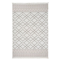 Cream Geometric Area Rug - Machine Made, Robot Vacuum Friendly & Anti Slip Carpet