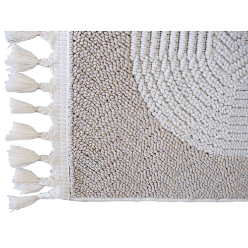 Geometric Area Rug – Machine Made Cream Carpet | Anti Slip, Easy Clean