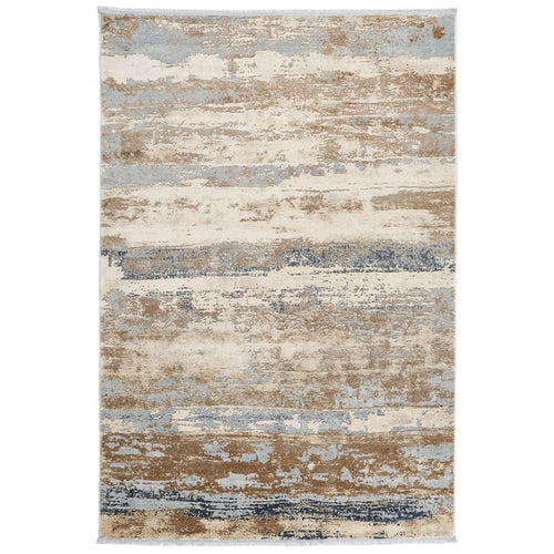 Modern Area Rug - Brown Machine Made Carpet With Soft Texture & 10mm Pile