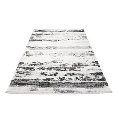 Modern Area Rug – Black Machine Made Polypropylene Carpet with Soft Texture