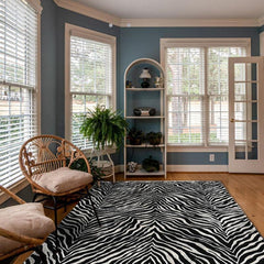 Modern Area Rug – Machine Made Black Flatweave Carpet with Soft Texture