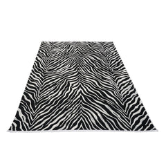 Modern Area Rug – Machine Made Black Flatweave Carpet with Soft Texture