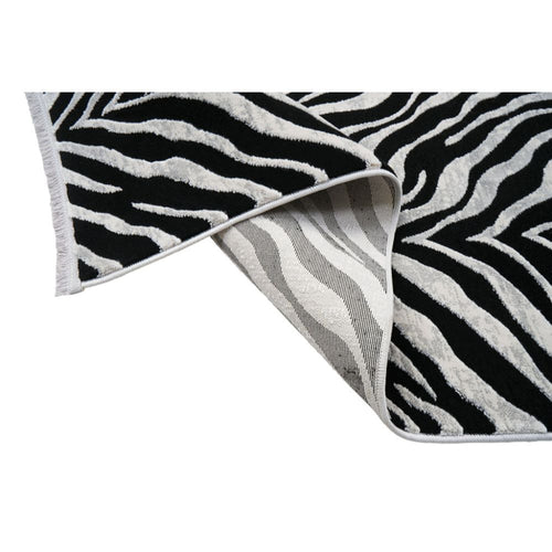 Modern Area Rug – Machine Made Black Flatweave Carpet with Soft Texture