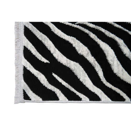 Modern Area Rug – Machine Made Black Flatweave Carpet with Soft Texture
