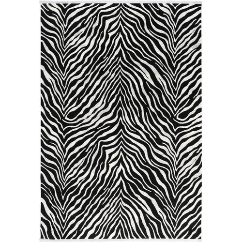 Modern Area Rug – Machine Made Black Flatweave Carpet with Soft Texture