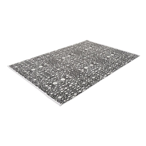 Black Geometric Area Rug – Machine Made Polypropylene Carpet With Soft Texture