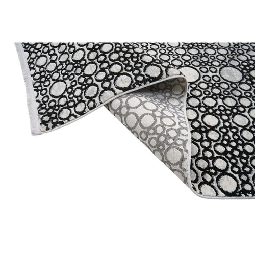 Black Geometric Area Rug – Machine Made Polypropylene Carpet With Soft Texture