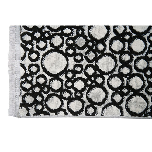 Black Geometric Area Rug – Machine Made Polypropylene Carpet With Soft Texture